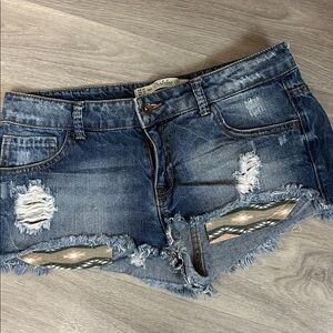 Zara Blue Distressed Jean Shorts